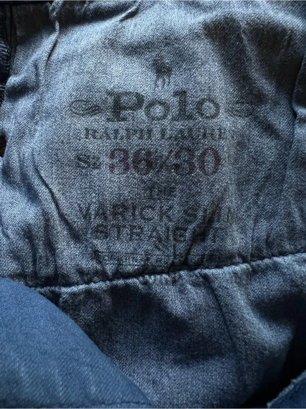 Polo Ralph Lauren Men's 36x30 Navy Garment Dyed Varick Slim Straight Jeans